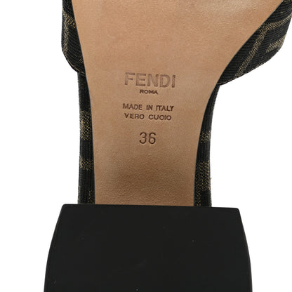 Fendi Jacquard Calfskin FF Crocodile Embossed Promenade Slide Sandals 36 Tobacco Moro Black 6 of 8
