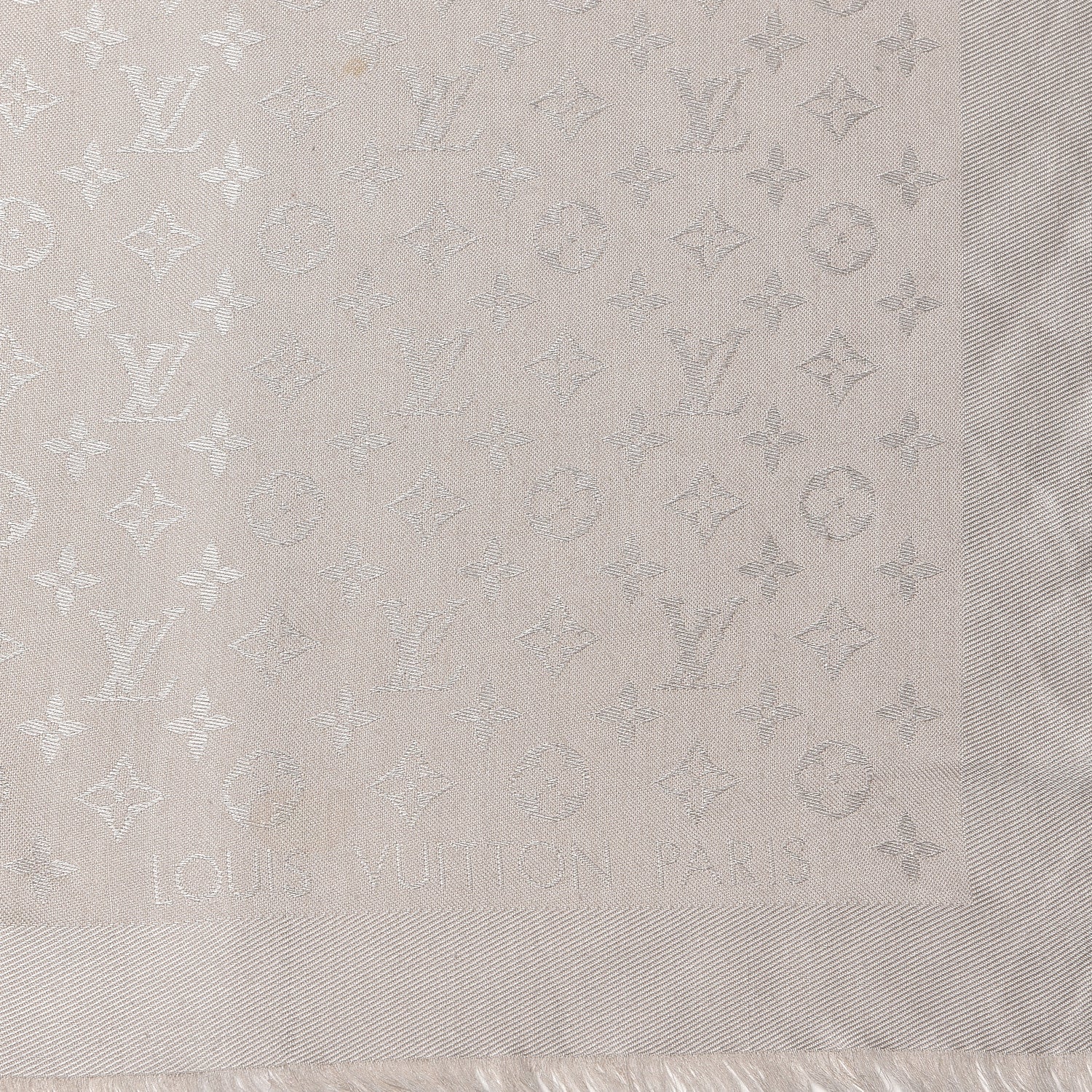 Louis Vuitton Silk Wool Monogram Shine Shawl Beige 3 of 4