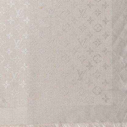 Louis Vuitton Silk Wool Monogram Shine Shawl Beige 3 of 4