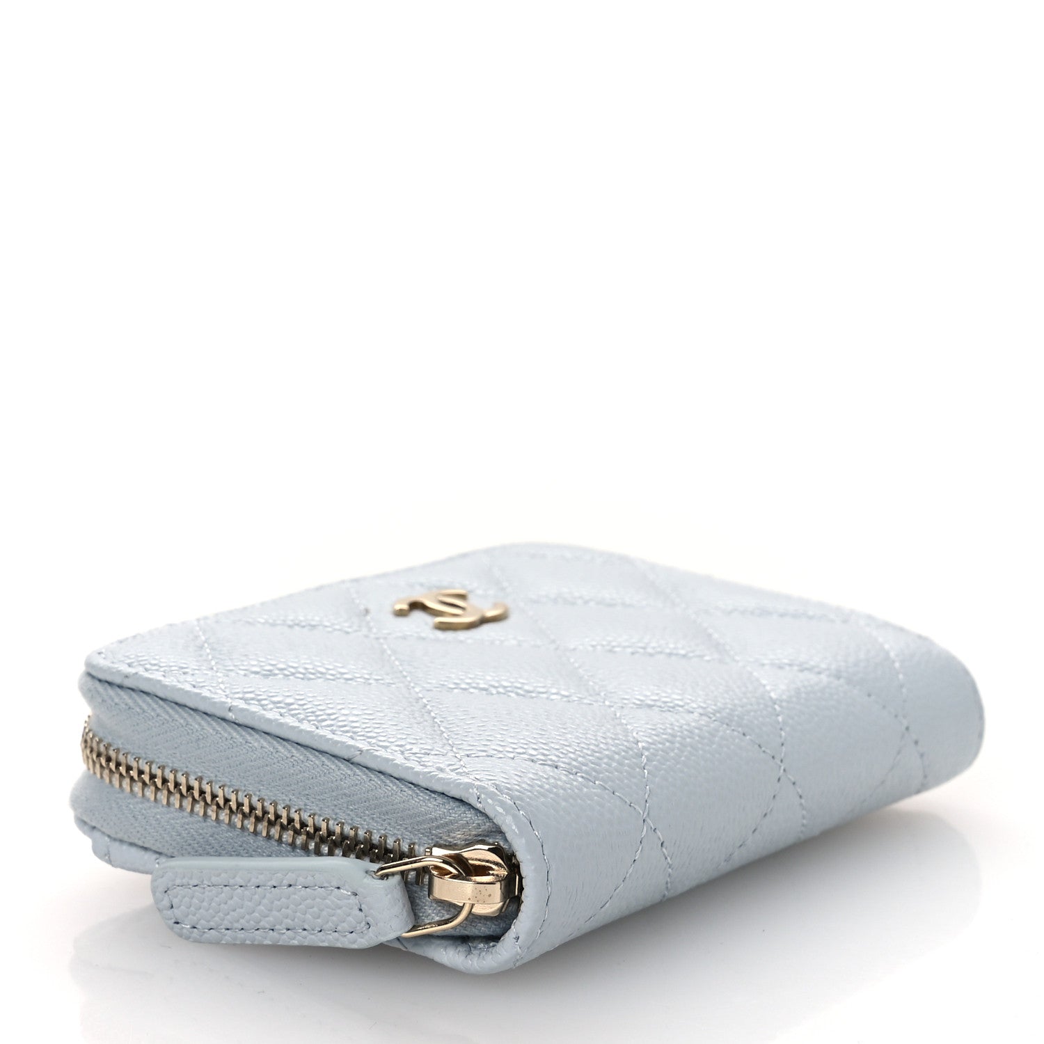 Chanel Caviar Quilted Zip Coin Purse Light Blue 4 of 8