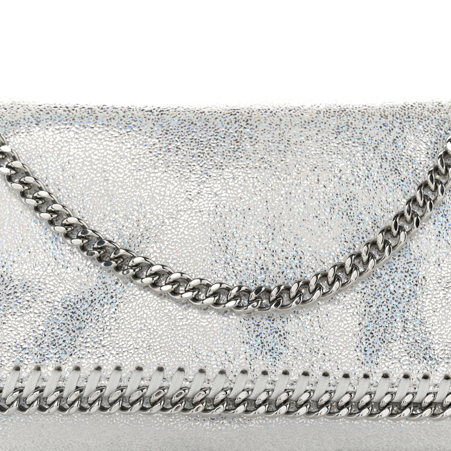Stella McCartney Chamois Shiny Dotted Nappa Falabella Clutch with Chain Bag White 8 of 10