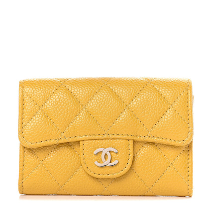 Chanel Caviar Quilted Flap Card Holder Yellow 1 of 9