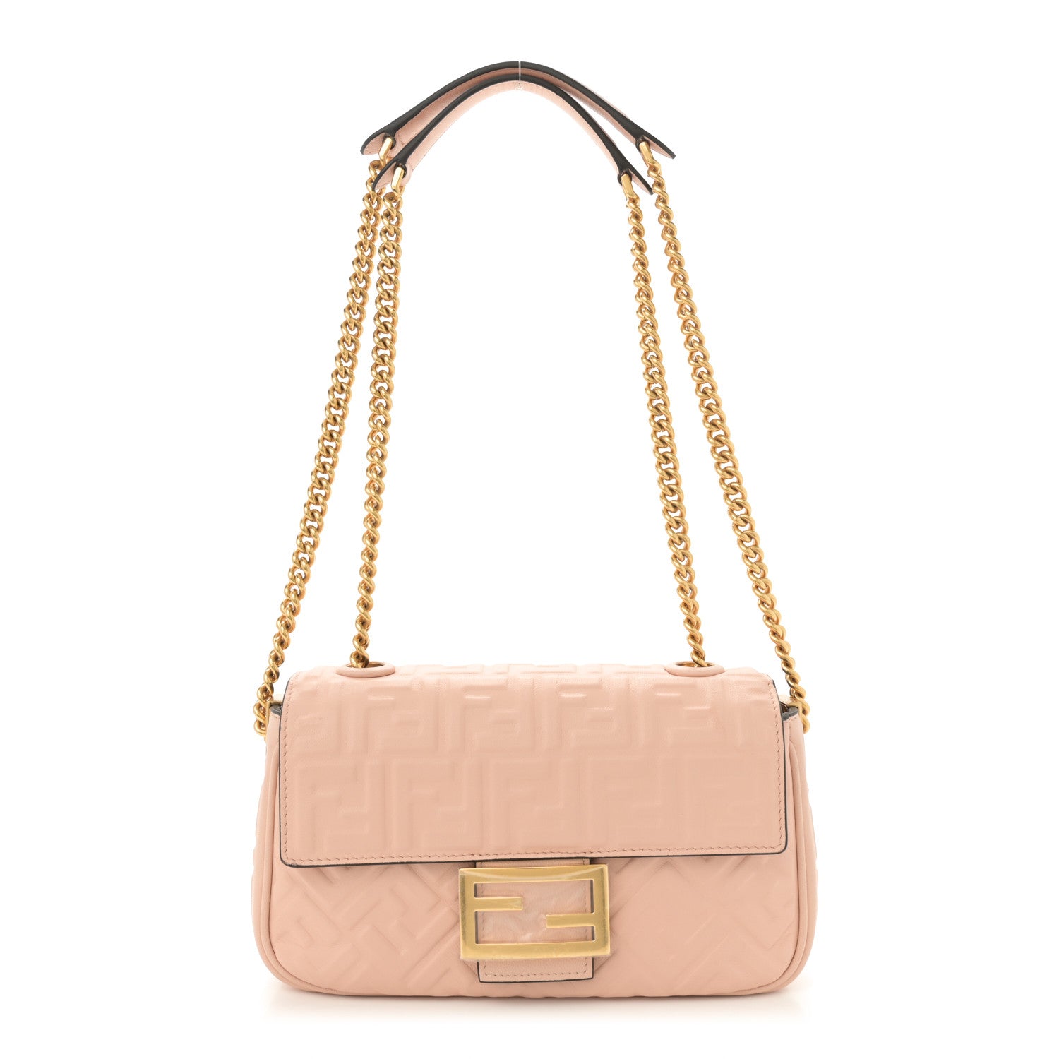Fendi Nappa Small FF Embossed Midi Chain Baguette Light Rose 1 of 11
