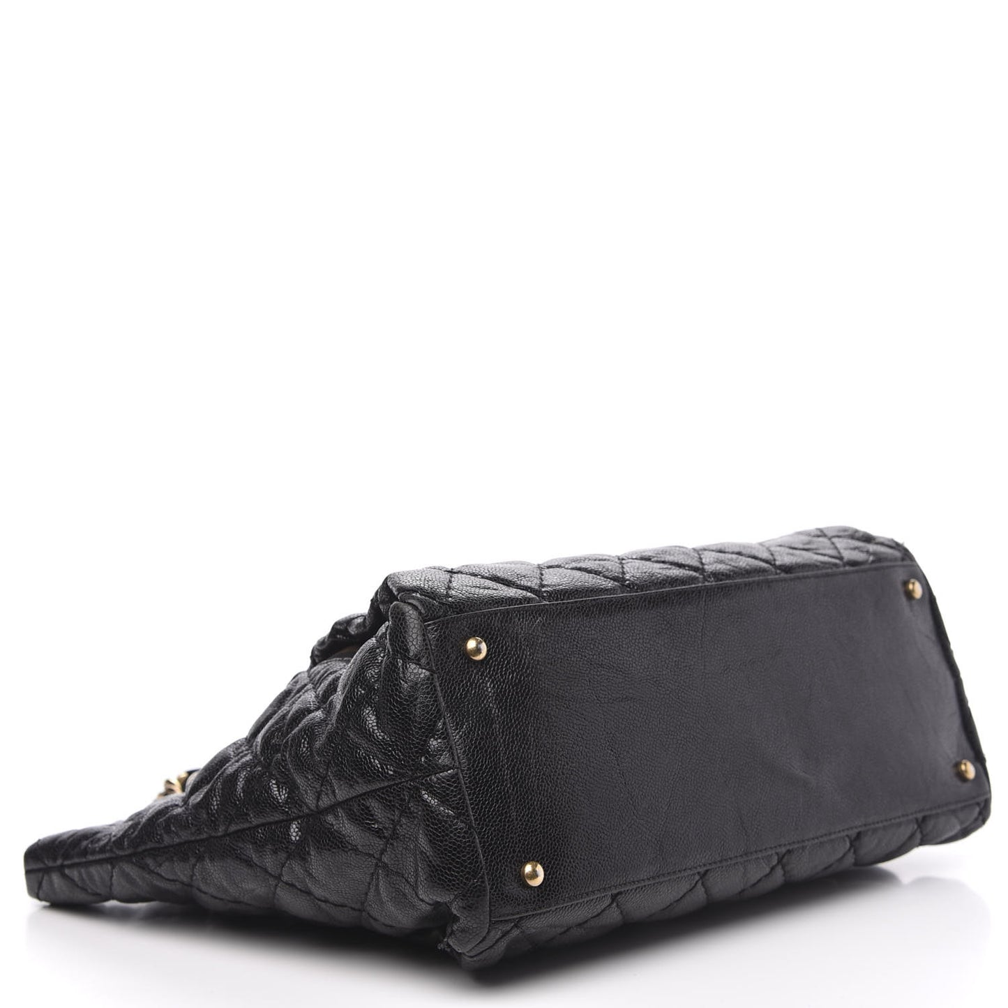 Glazed Caviar Coco Pleats Tote Black