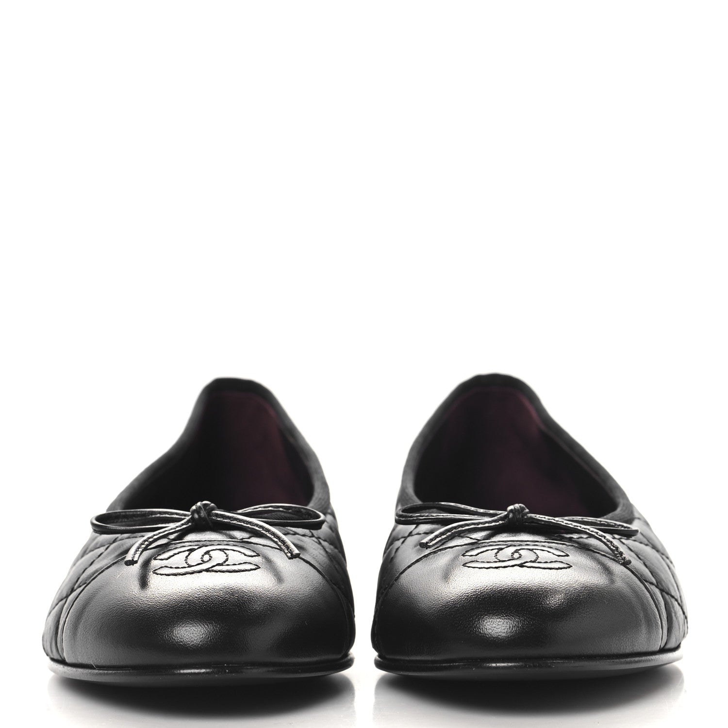 Chanel Aged Calfskin Quilted CC Cap Toe Ballerina Flats 40 Black 3 of 9