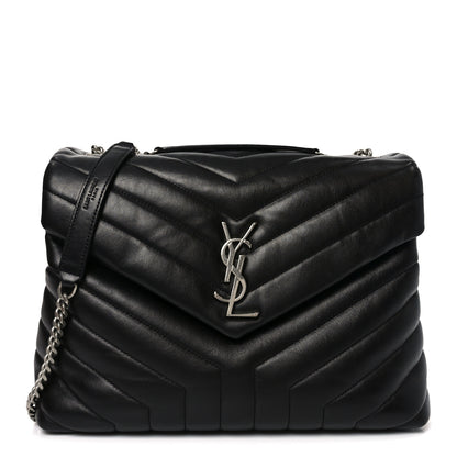 Saint Laurent Calfskin Y Quilted Monogram Medium Loulou Chain Satchel Black 1 of 10
