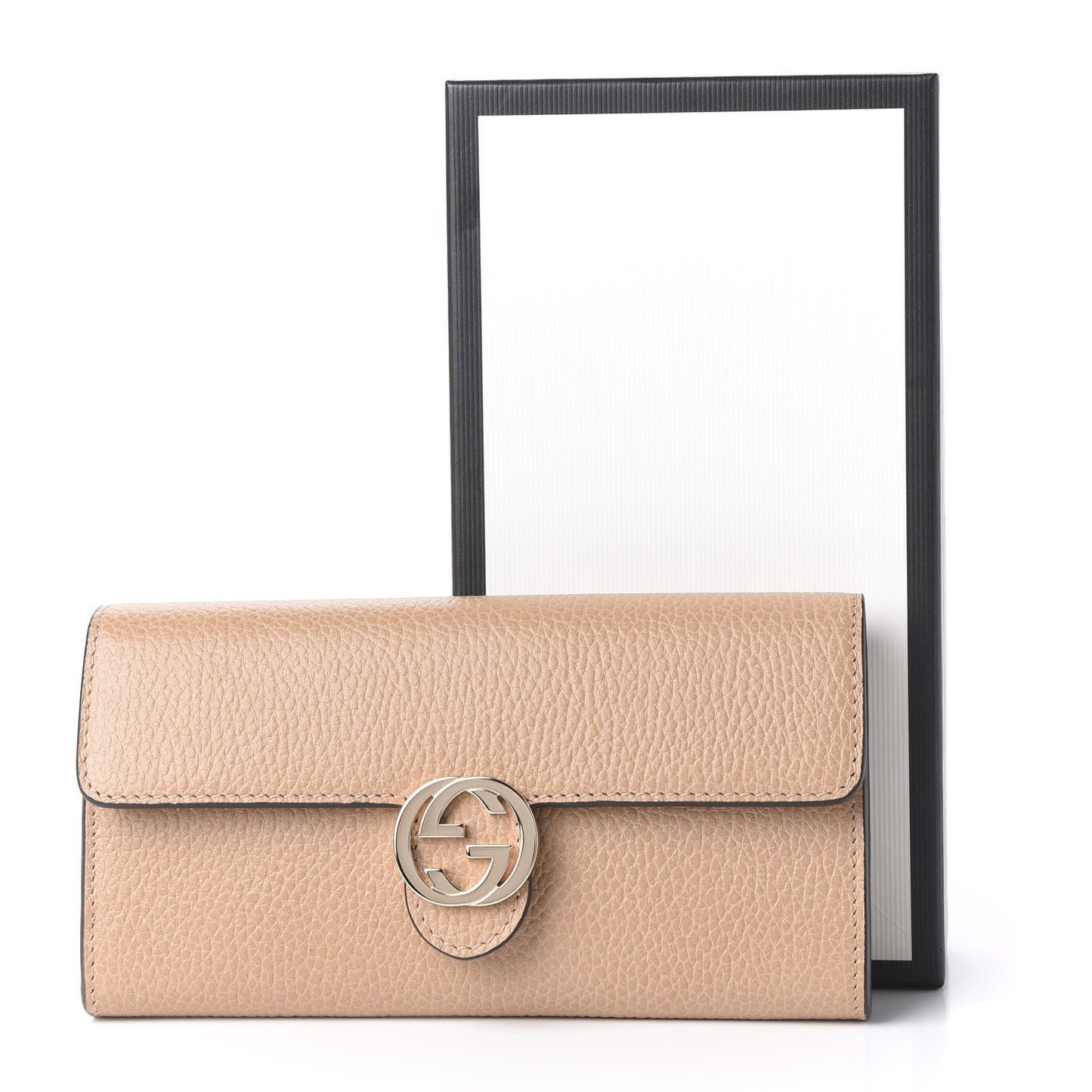Dollar Calfskin Interlocking G Continental Wallet Camelia