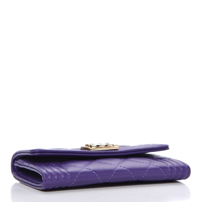 Chanel Lambskin Quilted Boy Card Holder Wallet Purple 4 of 9