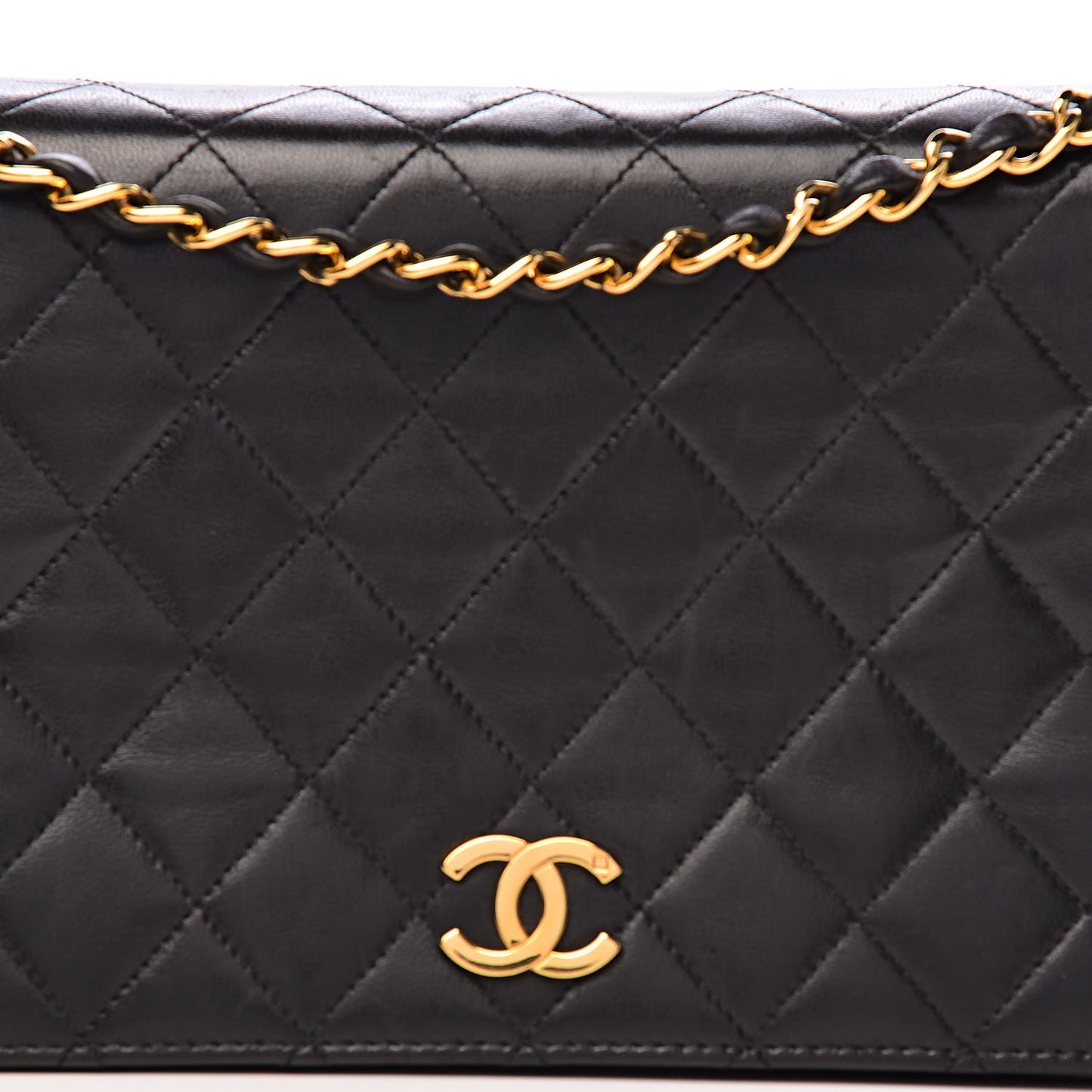 Lambskin Quilted Small Single Flap Black