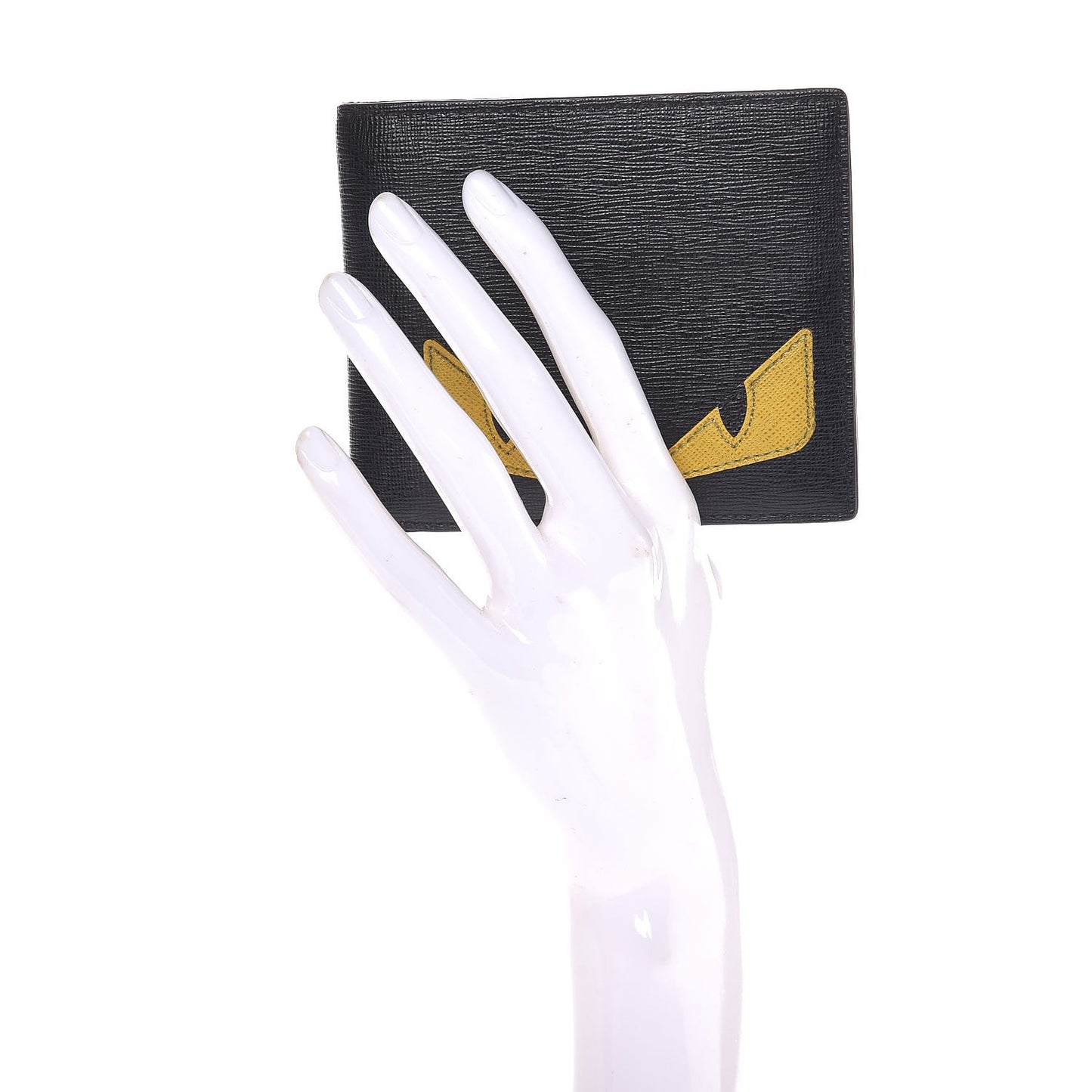 Vitello Elite Monster Eyes Inlay Bi-Fold Wallet Black Giallo Rosso