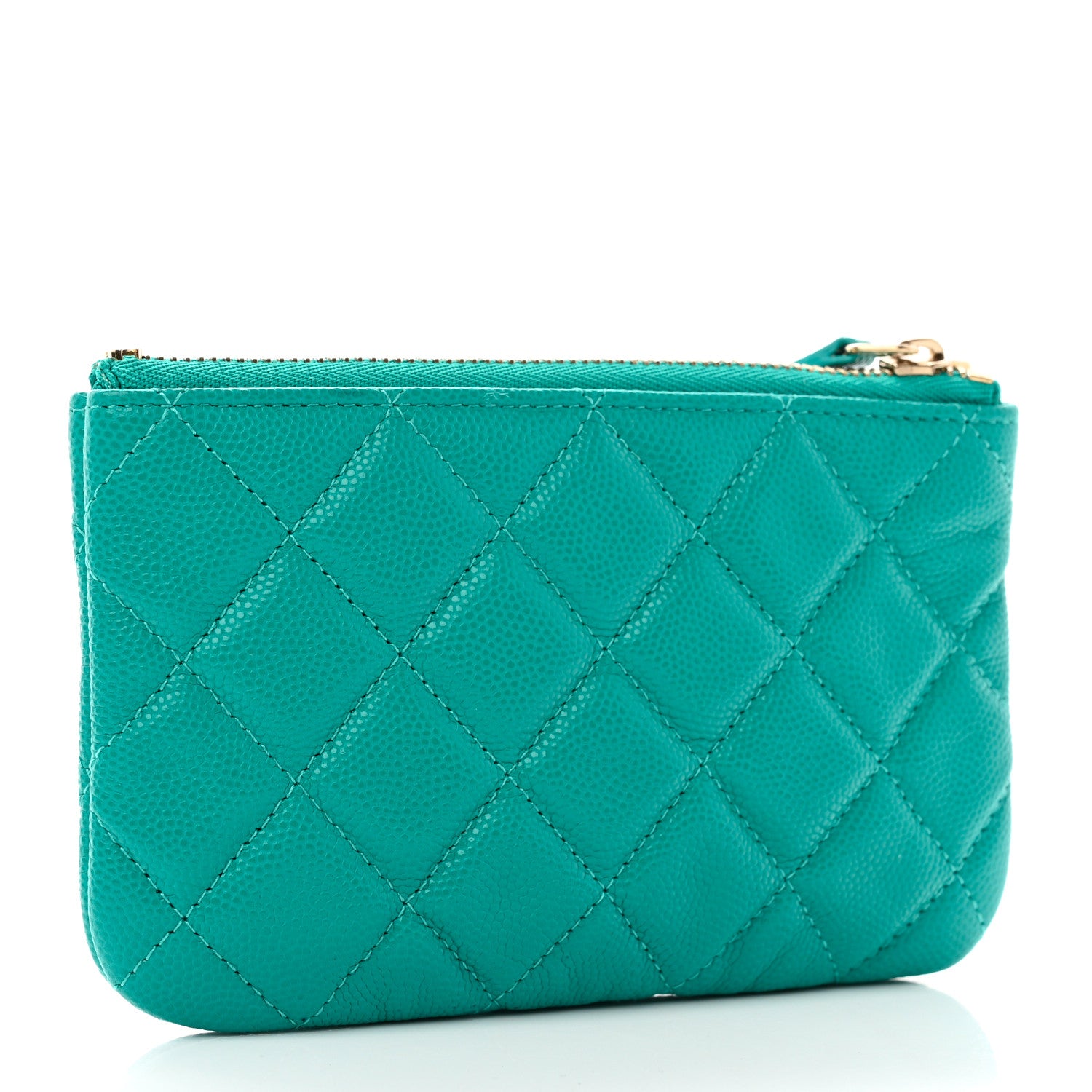 Chanel Caviar Quilted Small Cosmetic Case Turquoise 3 of 8