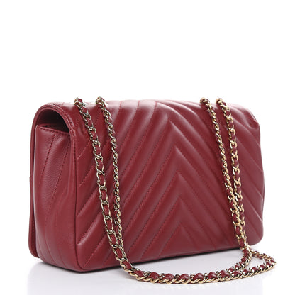 Chanel Calfskin Chevron Quilted Statement Flap Burgundy 3 of 12