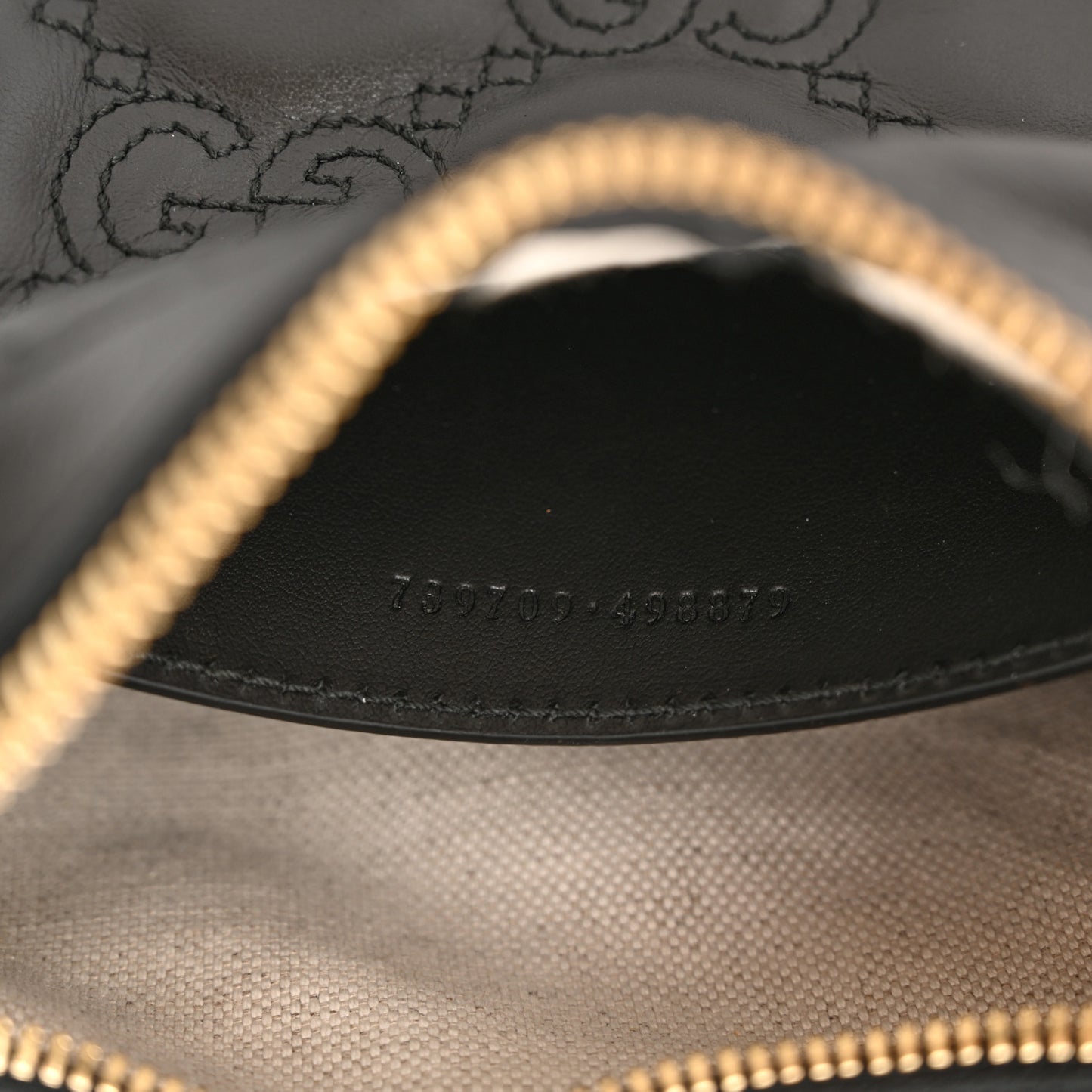 Calfskin GG Matelasse Small Hobo Shoulder Bag Black Natural
