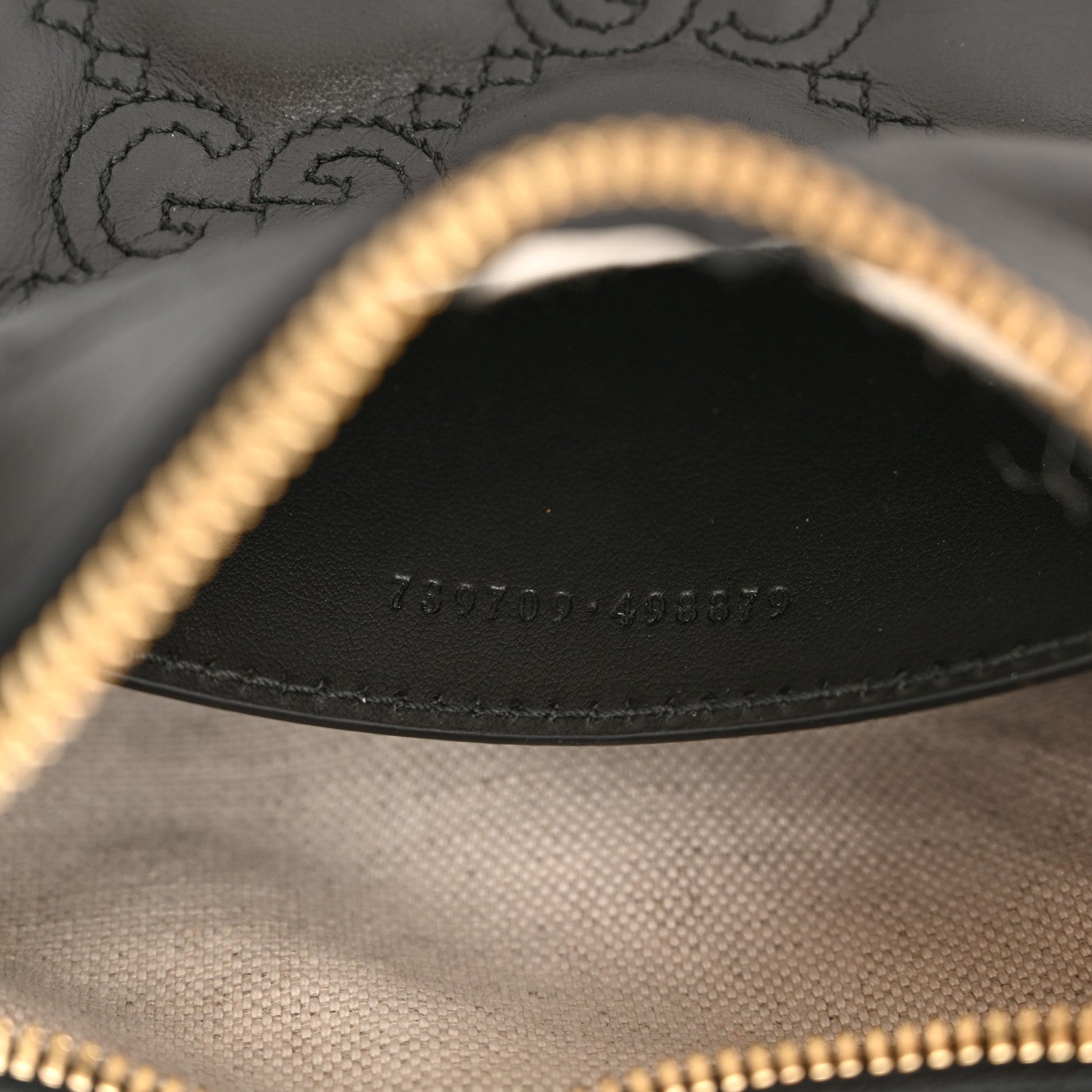Gucci Calfskin GG Matelasse Small Hobo Shoulder Bag Black Natural 7 of 10