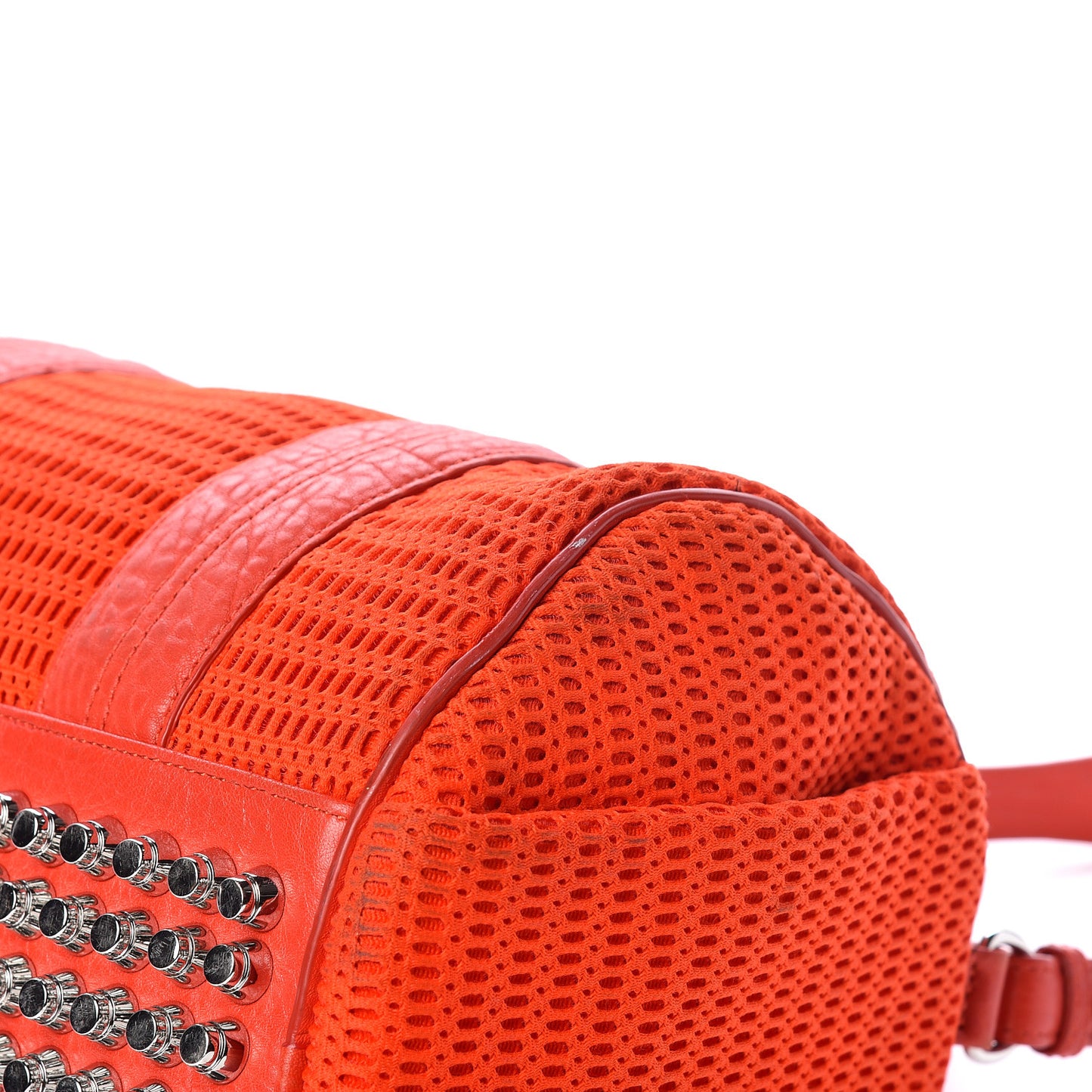Pebbled Lambskin Woven Rocco Red Silver Hardware