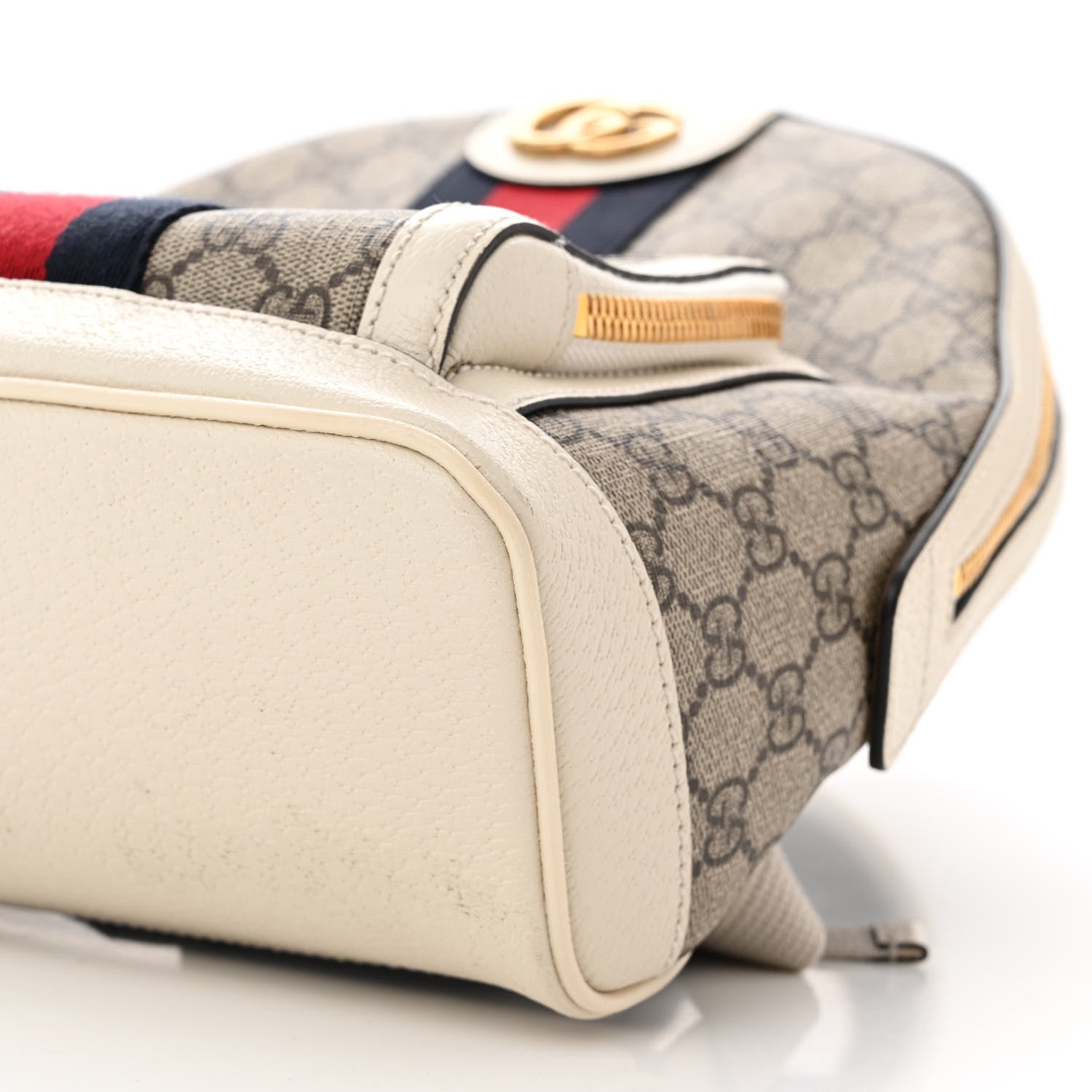 Gucci GG Supreme Monogram Textured Calfskin Web Small Ophidia Day Backpack Beige Ebony Mystic White 10 of 11