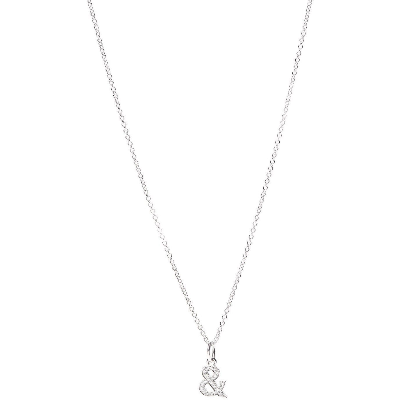 18K White Gold Diamond Small Ampersand Pendant Necklace