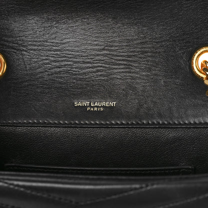 Saint Laurent Lambskin Matelasse Chevron Monogram Small Sulpice Bag Black 6 of 10
