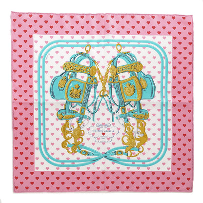 Hermes Silk Brides De Gala Love Pocket Square Rose Buvard Rouge Turquoise 1 of 5