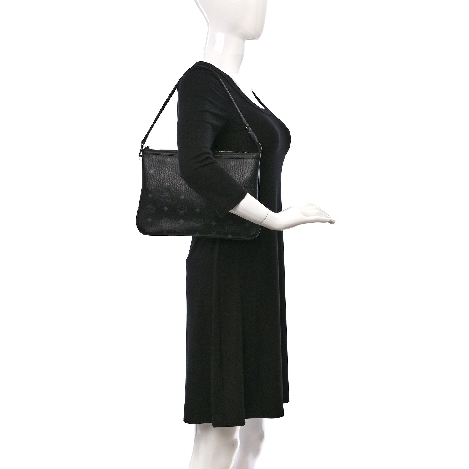 MCM Visetos Liz Shopper Tote Pouch Black 2 of 9