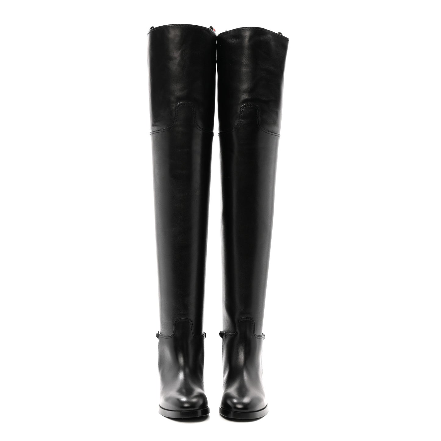 Calfskin Slim Horsebit Over The Knee High Boots 37 Black