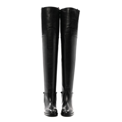 Gucci Calfskin Slim Horsebit Over The Knee High Boots 37 Black 2 of 10