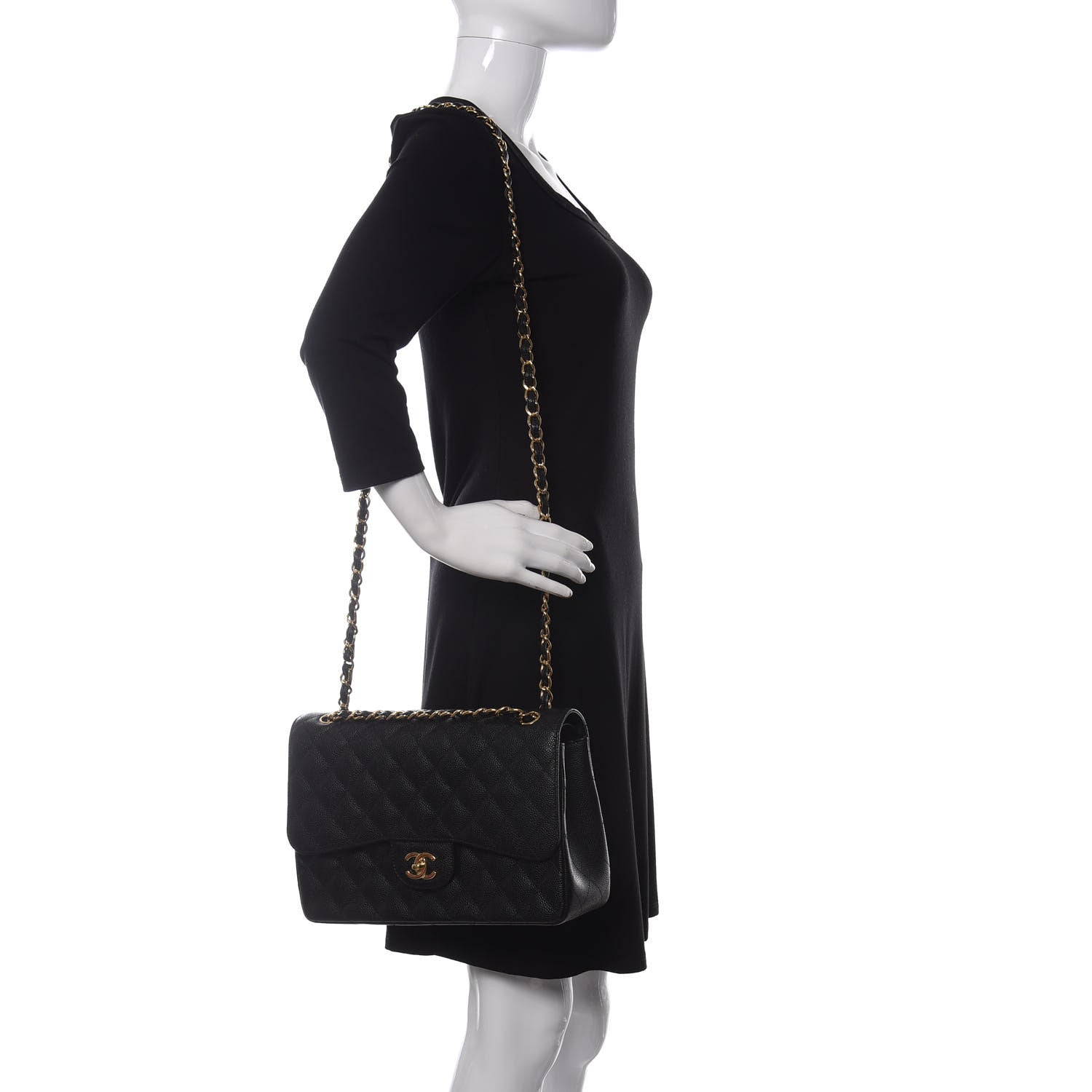 Chanel Caviar Quilted Jumbo Double Flap Black 2 of 11