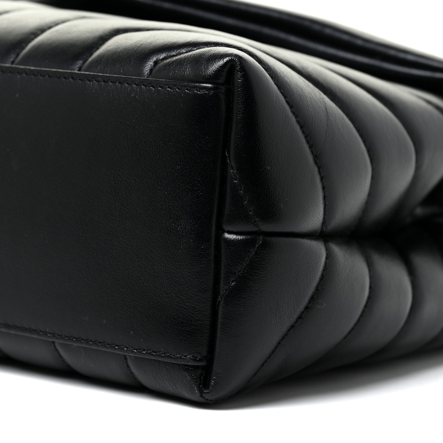 Calfskin Y Quilted Monogram Small Loulou Chain Satchel Black