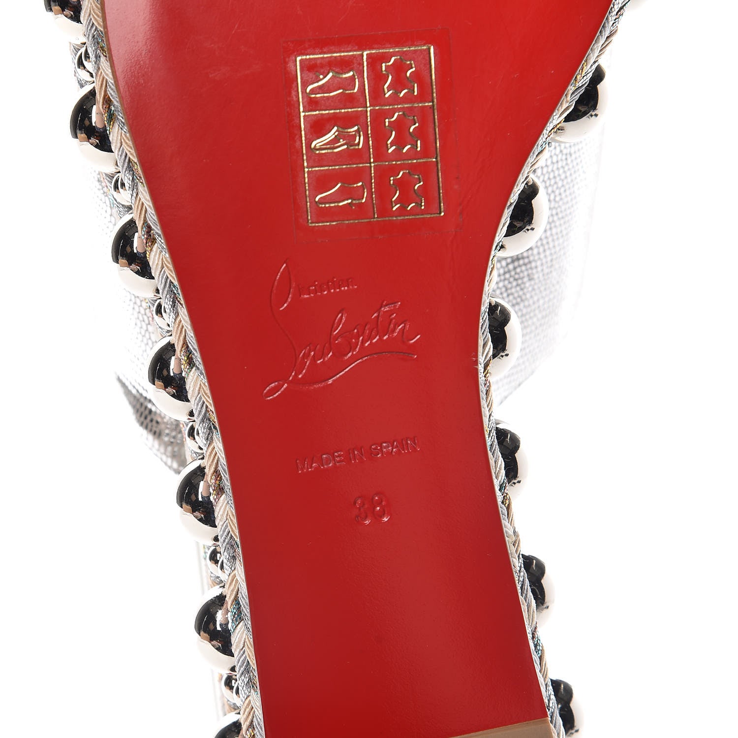 Christian Louboutin Laminato Lizard Embossed Janibasse 60 Mules 38 Latte Silver 6 of 10