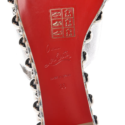 Christian Louboutin Laminato Lizard Embossed Janibasse 60 Mules 38 Latte Silver 6 of 10