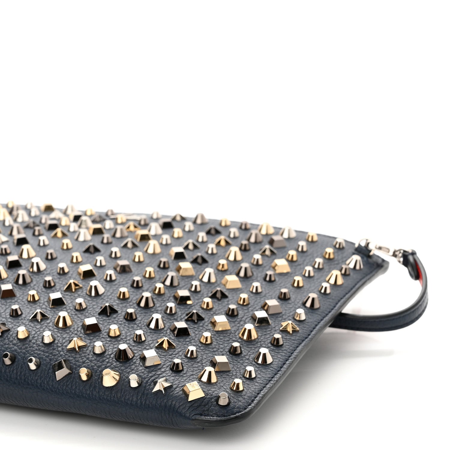 Christian Louboutin Calfskin Star Studded Loubiclutch Crossbody Clutch Navy 8 of 9