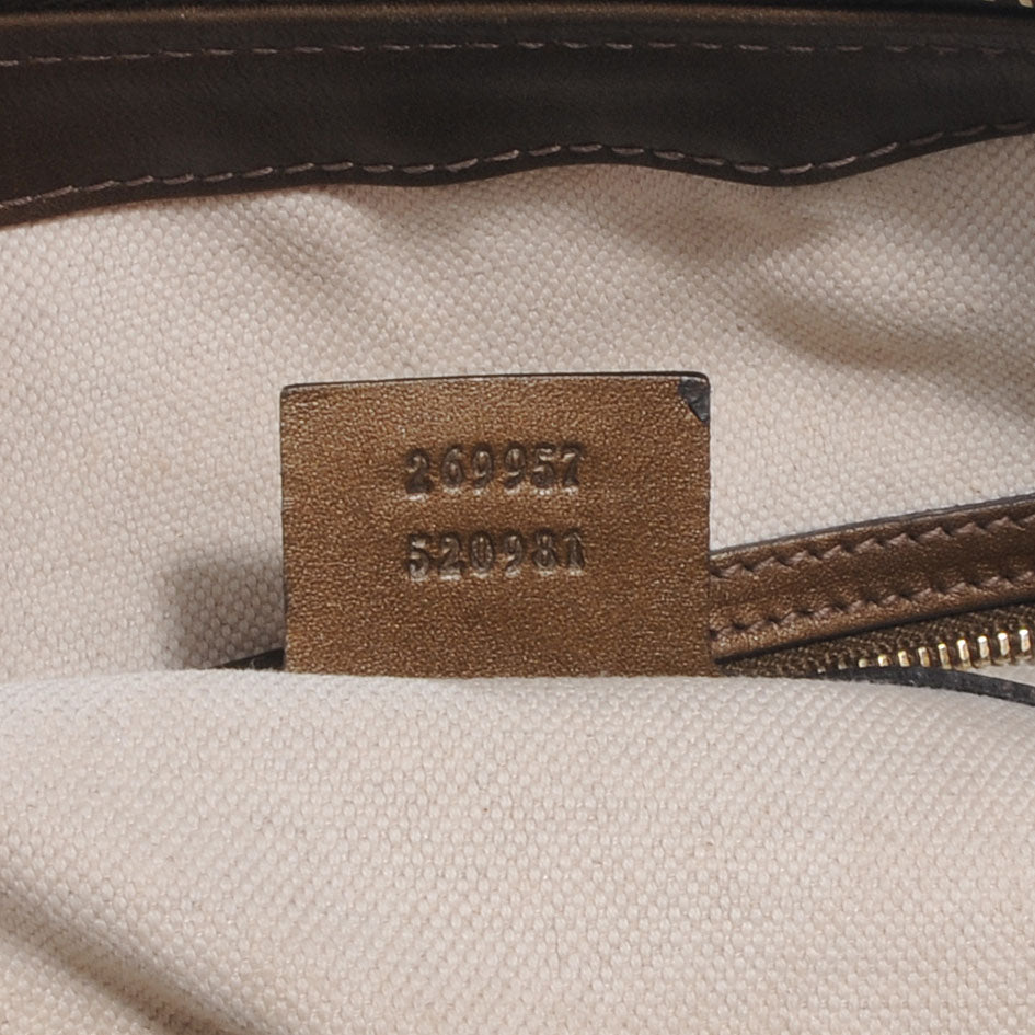 Monogram Lurex Heart Bit Charm Top Handle Tote Bronze