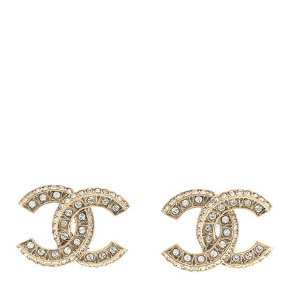 Chanel Crystal Timeless CC Earrings Light Gold 1 of 4