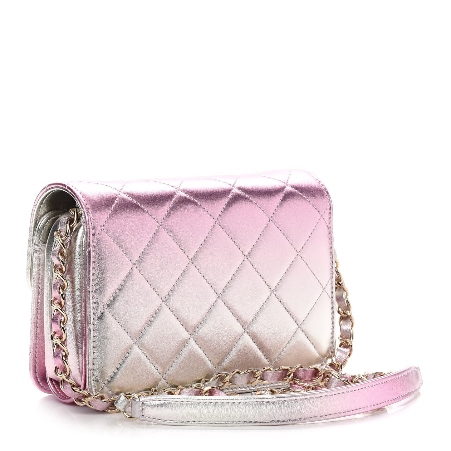 Metallic Lambskin Like A Wallet Flap Golden Pink