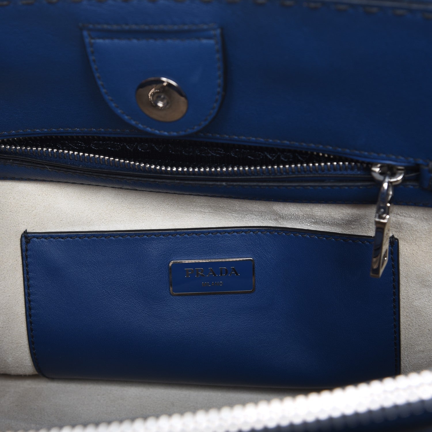 Prada City Calf Small Hand Stitched Galleria Double Zip Tote Bleuette 7 of 15