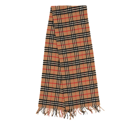 Burberry Lambswool Check Fringe Scarf Camel 2 of 4