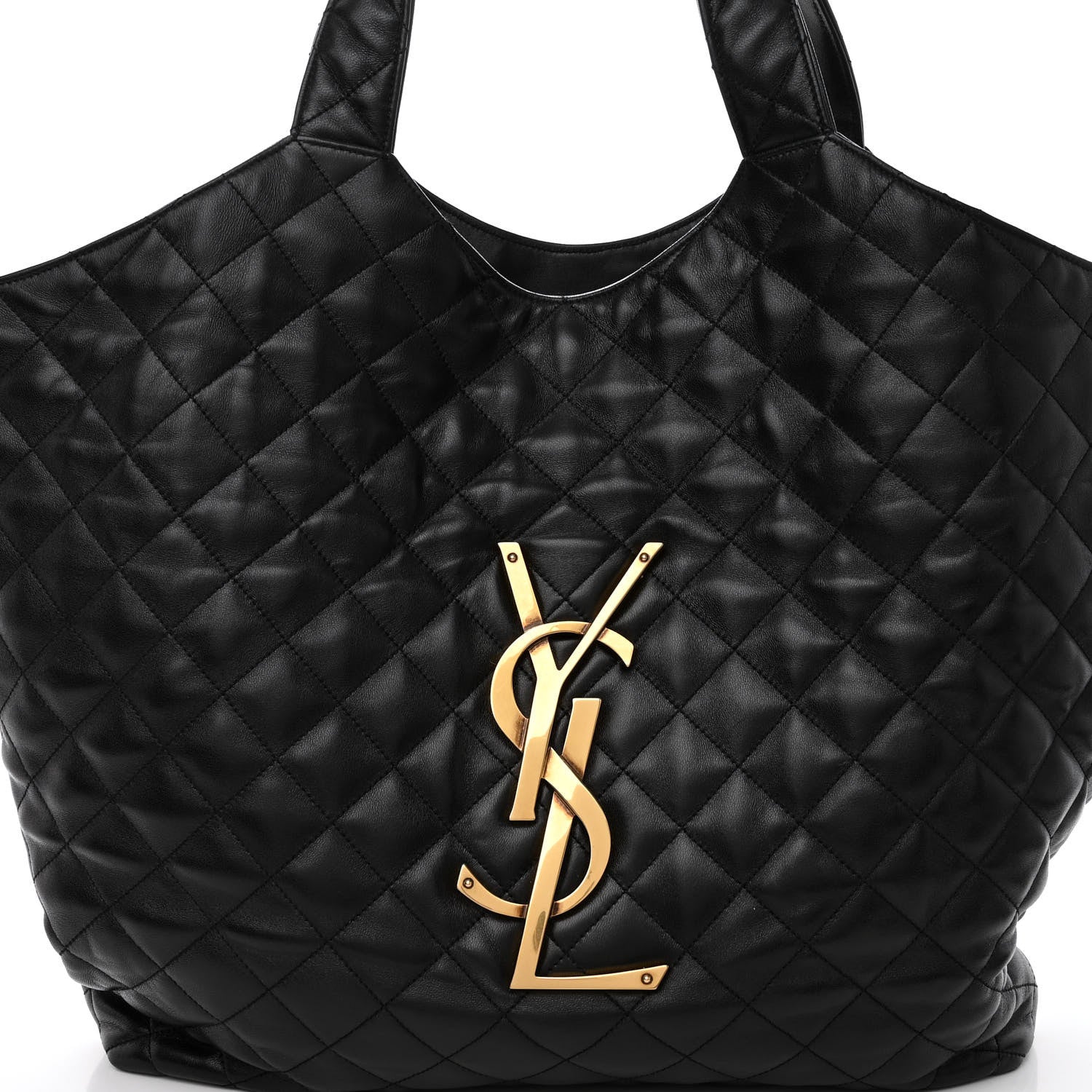 Saint Laurent Lambskin Quilted Maxi Icare Shopping Tote Black 8 of 10