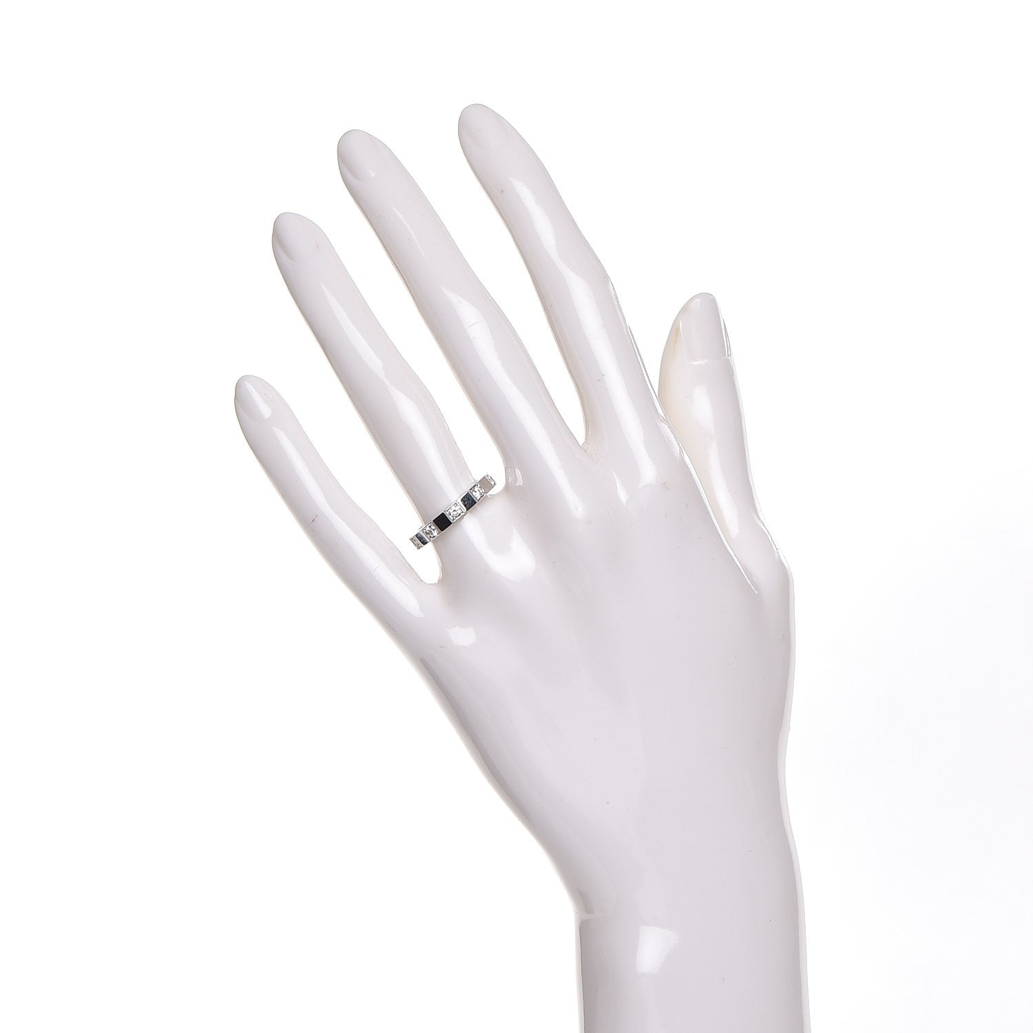 Cartier 18K White Gold Diamond Half Lanieres Ring 49 5 2 of 3