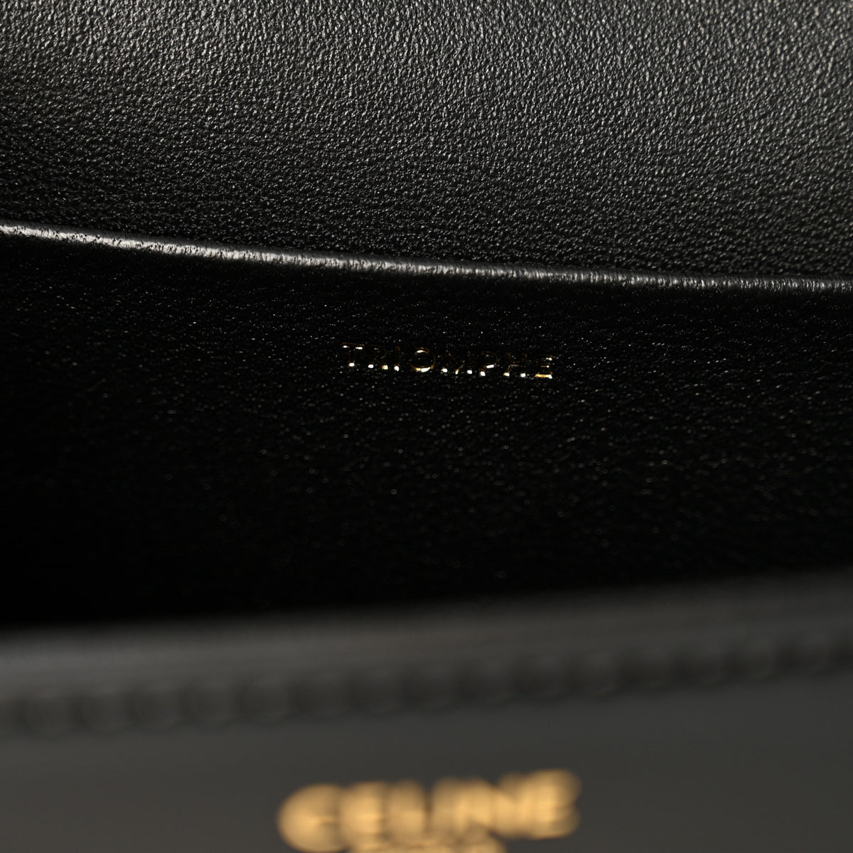 Celine Shiny Calfskin Triomphe Chain Shoulder Bag Black 7 of 11