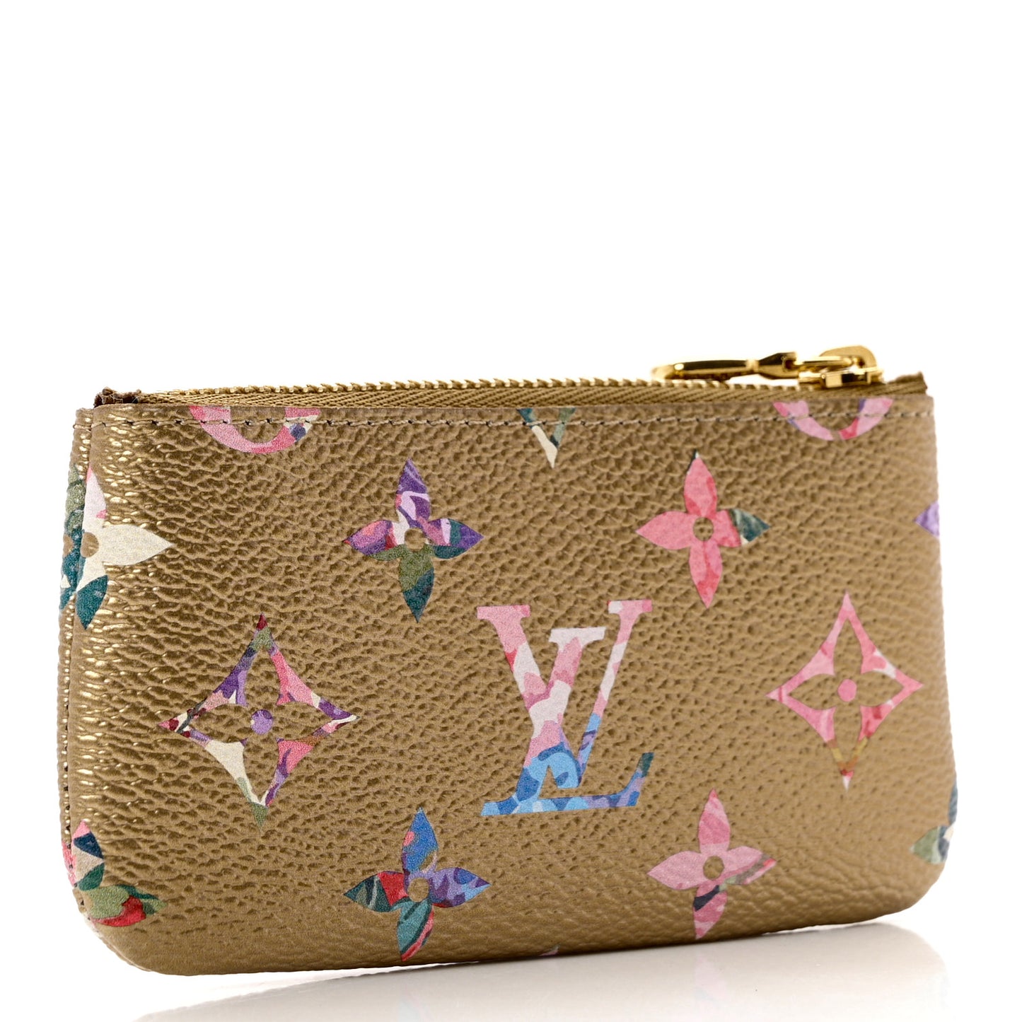 Metallic Monogram LV Garden Key Pouch Gold