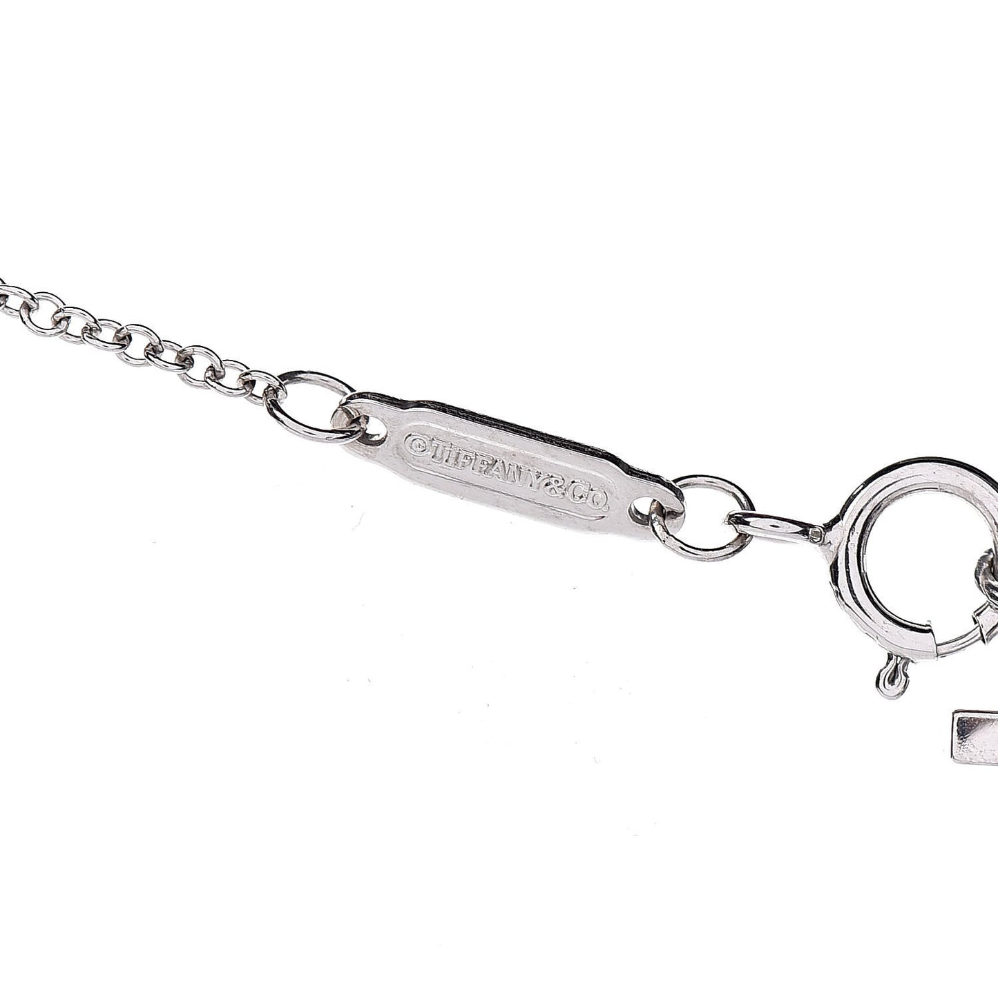 18K White Gold Large T Smile Pendant Necklace