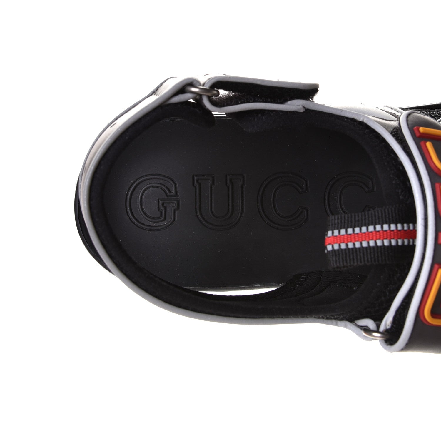 Gucci Mesh Fabric Mens Tinsel Sport Sandals 10 Black Silver Green 7 of 8