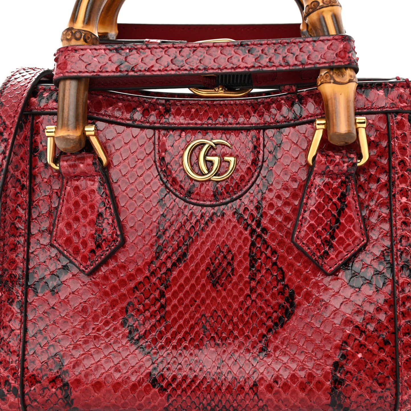 Snakeskin Mini Diana Tote Bag Red