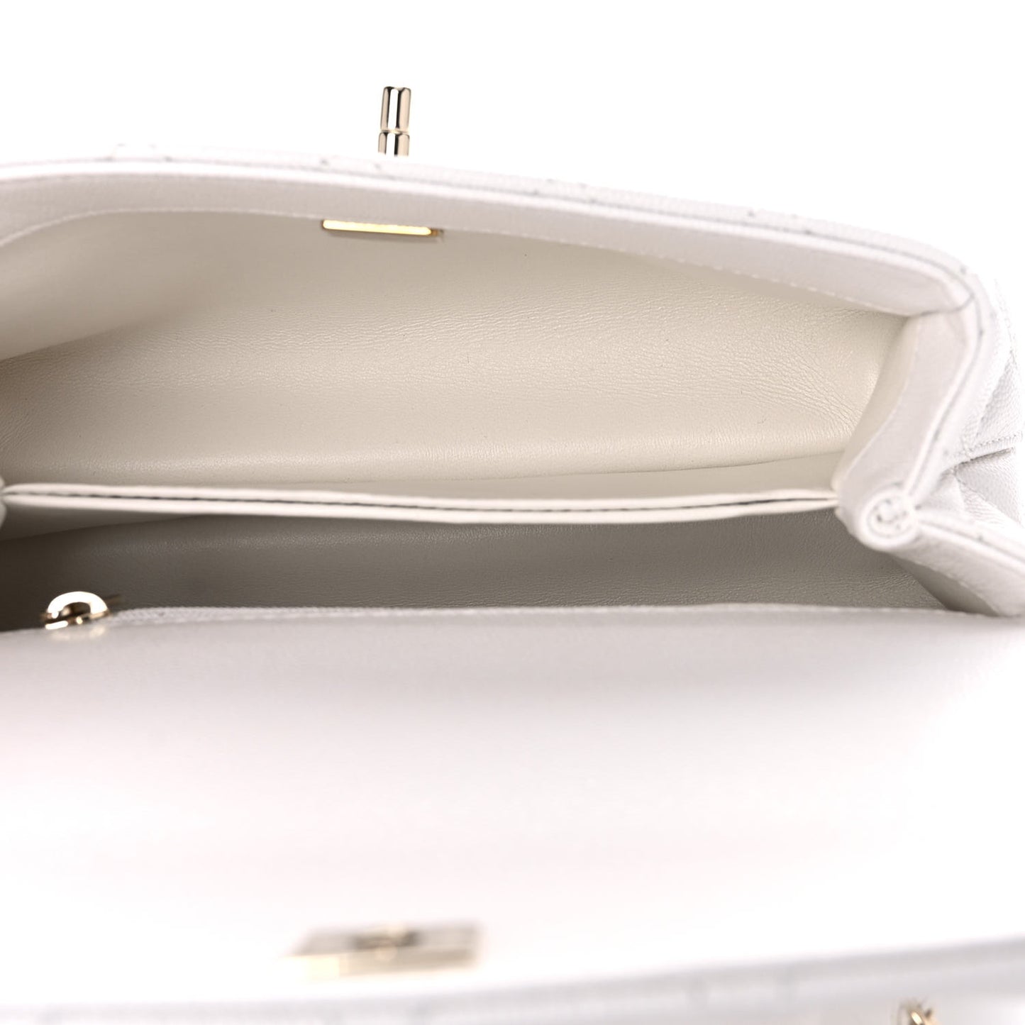 Caviar Quilted Mini Coco Handle Flap White