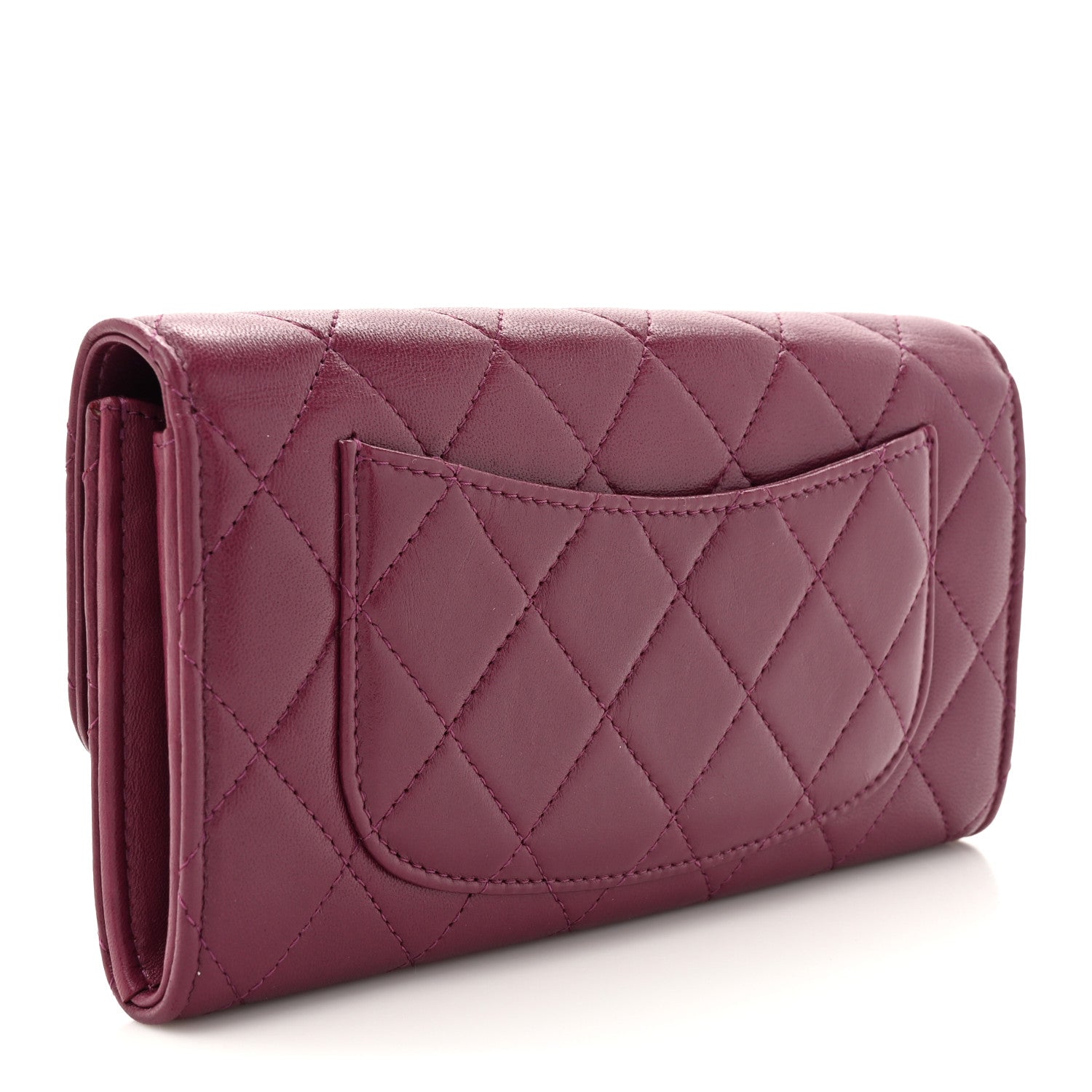 Chanel Lambskin Quilted Large Gusset Flap Wallet Purple 3 of 10