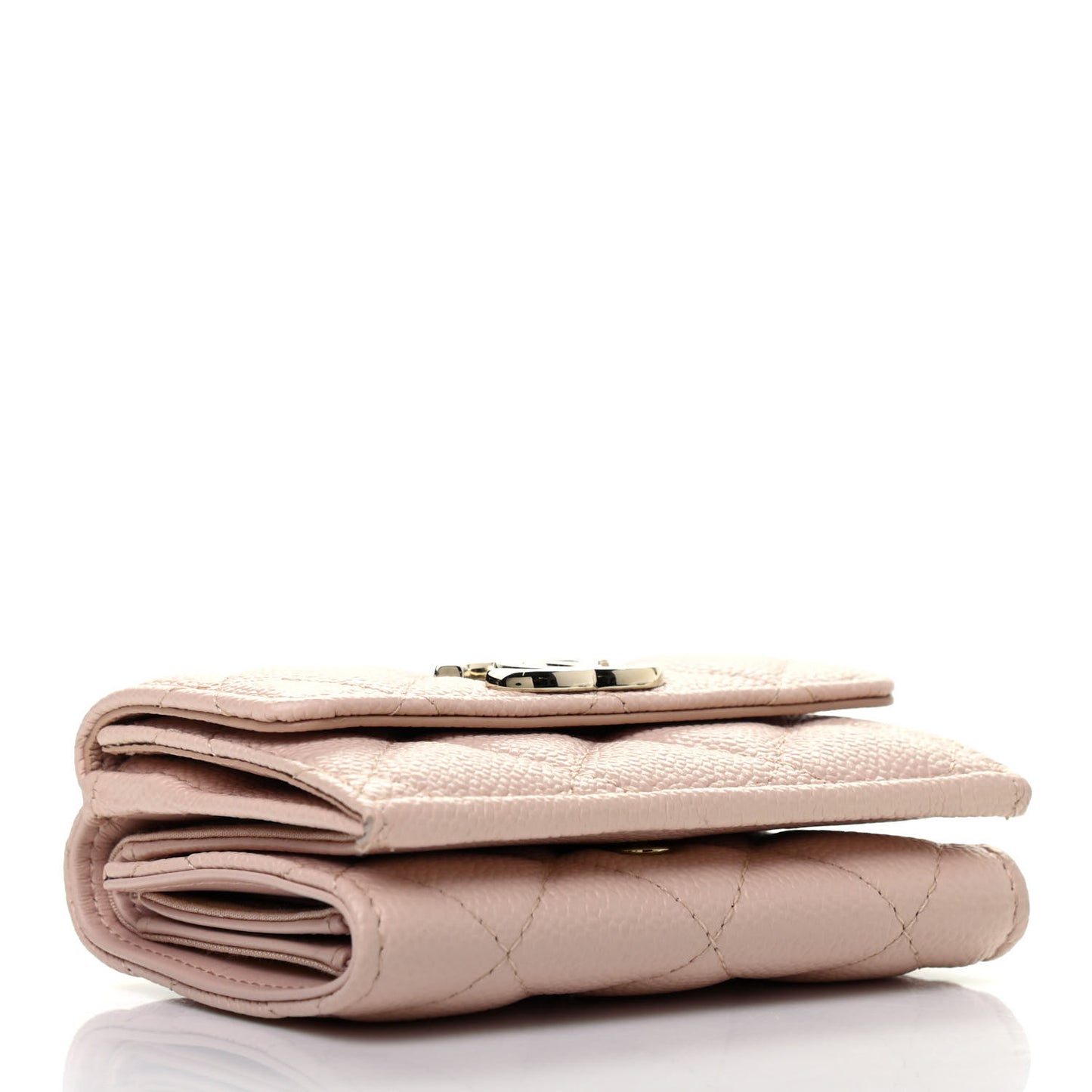 Caviar Quilted Double Flap Wallet Light Pink