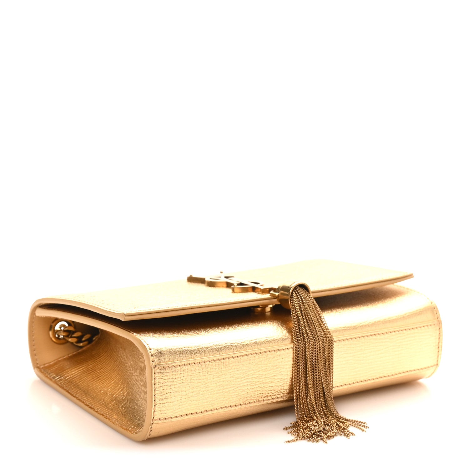 Saint Laurent Metallic Calfskin Small Classic Monogram Kate Tassel