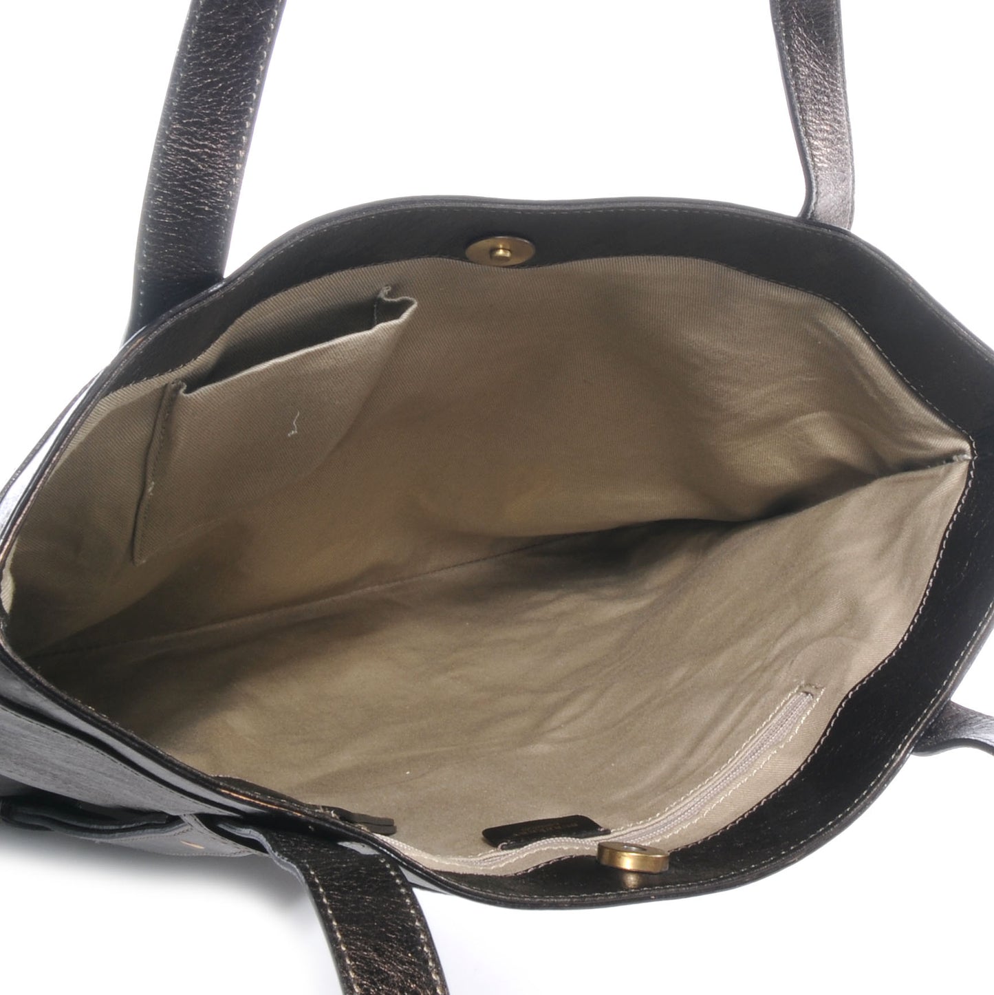 Leather Flat Portrait Tote Bronze