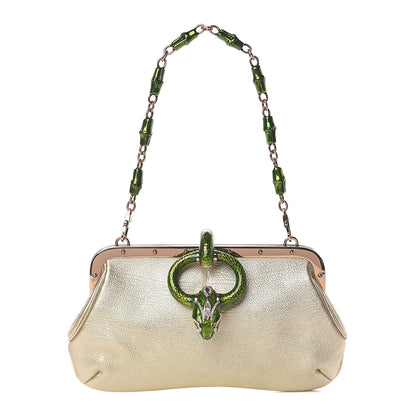 Gucci Metallic Calfskin Jeweled Dragon Evening Bag Gold 1 of 14