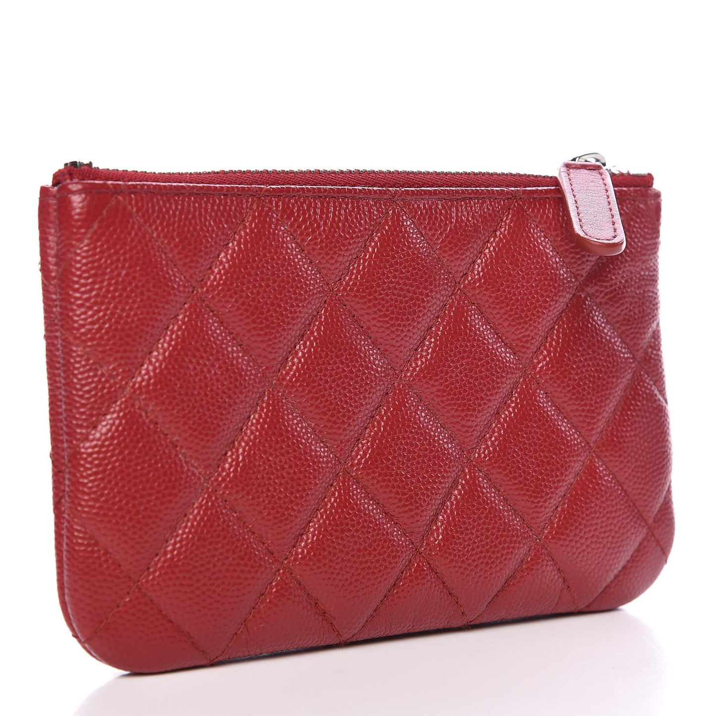 Caviar Quilted Small Cosmetic Case Dark Red